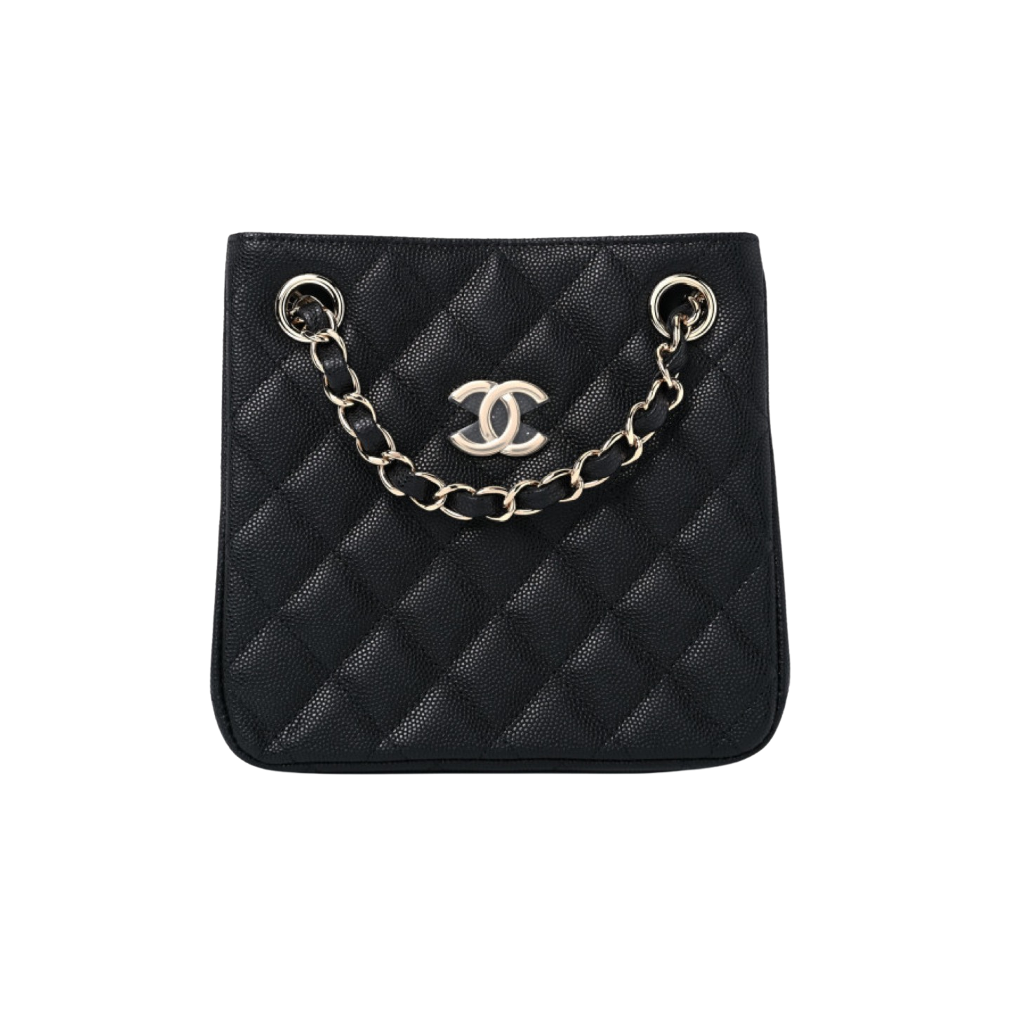 CHANEL Caviar Quilted Mini Bucket Bag Black 1046643