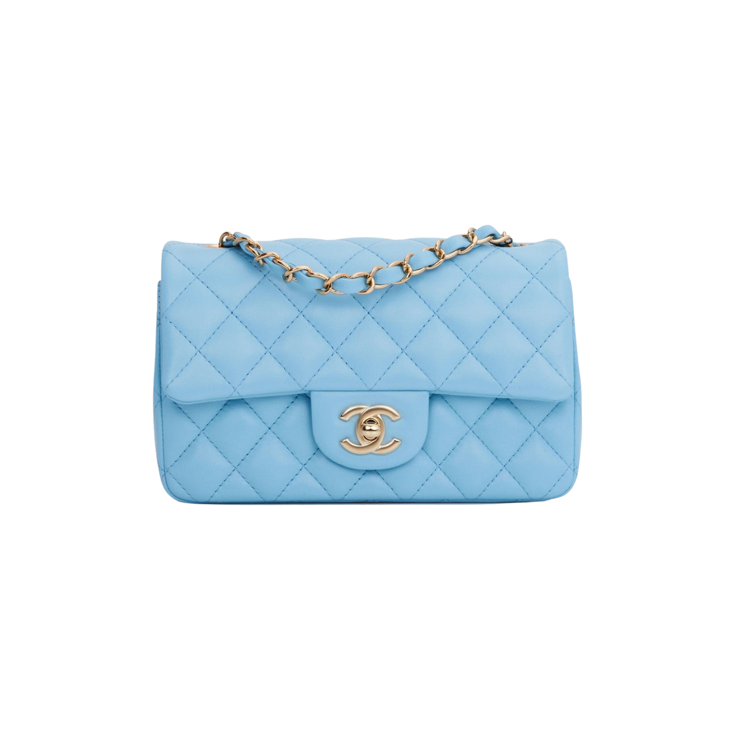 Chanel Classic Flap Light Blue Lambskin Leather Quilted Rectangle