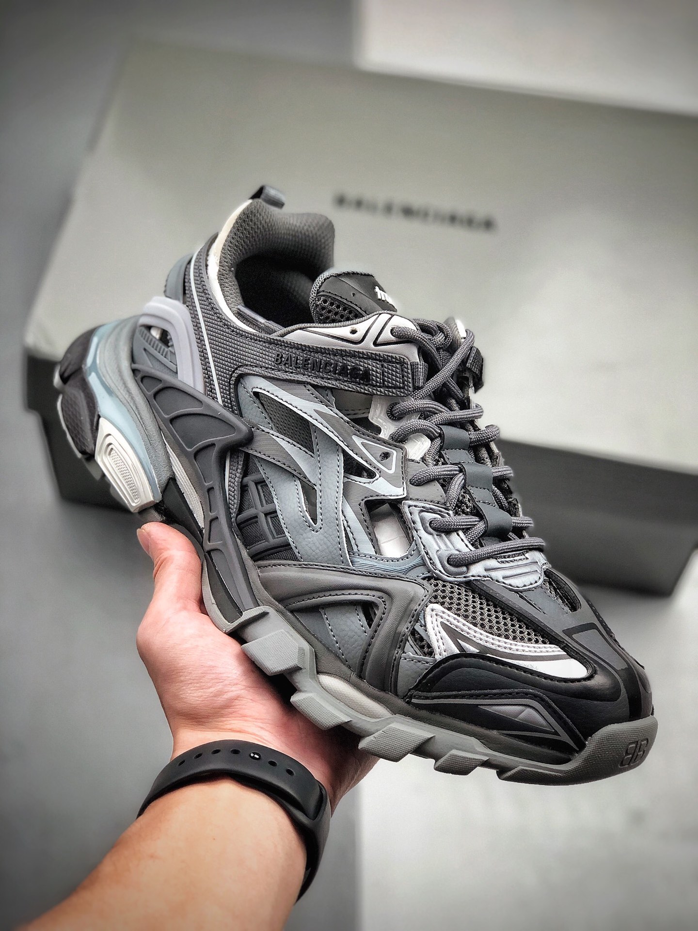 Balenciaga Track 2 Layered Metallic Sneakers